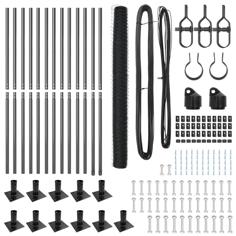 vidaXL Žoga āķis Pelēka 25 x 1,6 m ,50 mm sieta, Tērauds un PVC