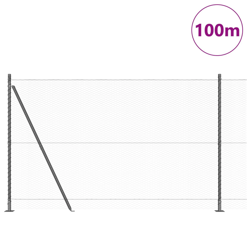 vidaXL Žoga āķis Pelēka 100 x 1,5 m ,25 mm siets, Tērauds un PVC