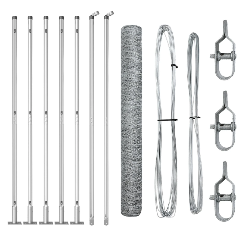 vidaXL Žoga āķis Sudraba 10 x 1 m ,50 mm siets, Tērauds