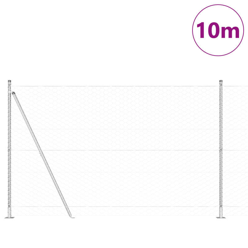 vidaXL Žoga āķis Sudraba 10 x 1,5 m ,50 mm acu izmērs, Tērauds
