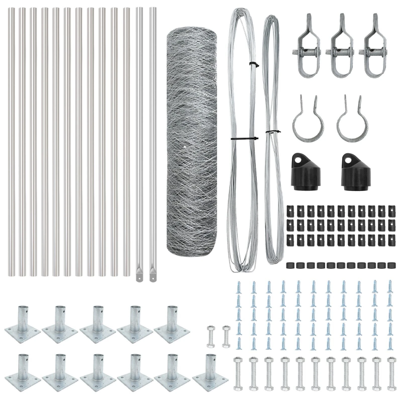 vidaXL Žoga āķis Sudraba 25 x 0,5 m ,36 mm sieta, Tērauds