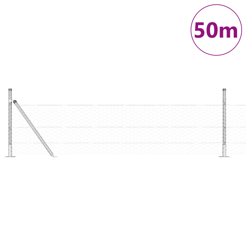 vidaXL Žoga āķis Sudraba 50 x 0,5 m ,36 mm acu, Tērauds
