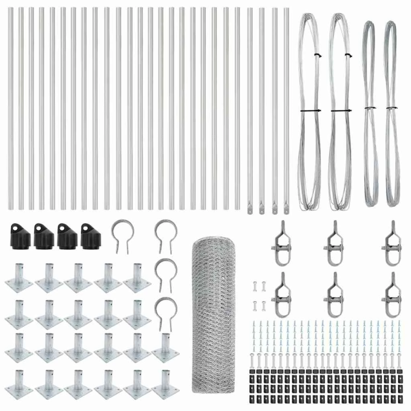 vidaXL Žoga āķis Sudraba 50 x 1 m ,13 mm acu izmērs, Tērauds