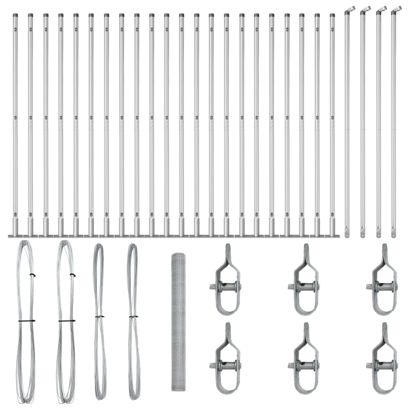 vidaXL Žoga āķis Sudraba 50 x 1,6 m ,25 mm siets, Tērauds