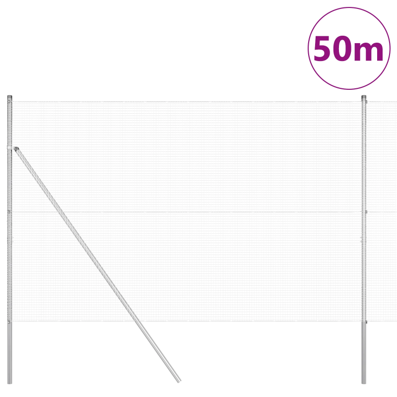 vidaXL Žoga āķis Sudraba 50 x 1,6 m ,16 x 16 mm acs, Tērauds
