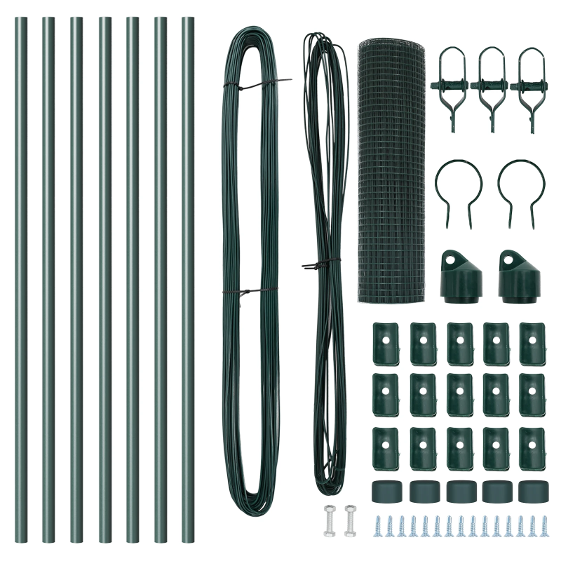 vidaXL Žoga āķis Zaļa 10 x 0,6 m ,25 x 25 mm acs, Tērauds un PVC