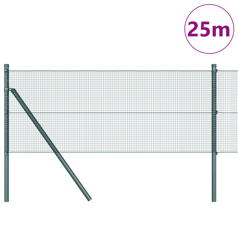 vidaXL Žoga āķis Zaļa 25 x 0,6 m ,12 x 12 mm siets, Tērauds un PVC