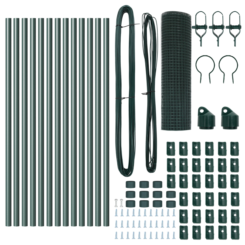 vidaXL Žoga āķis Zaļa 25 x 0,6 m ,25 x 25 mm siets, Tērauds un PVC