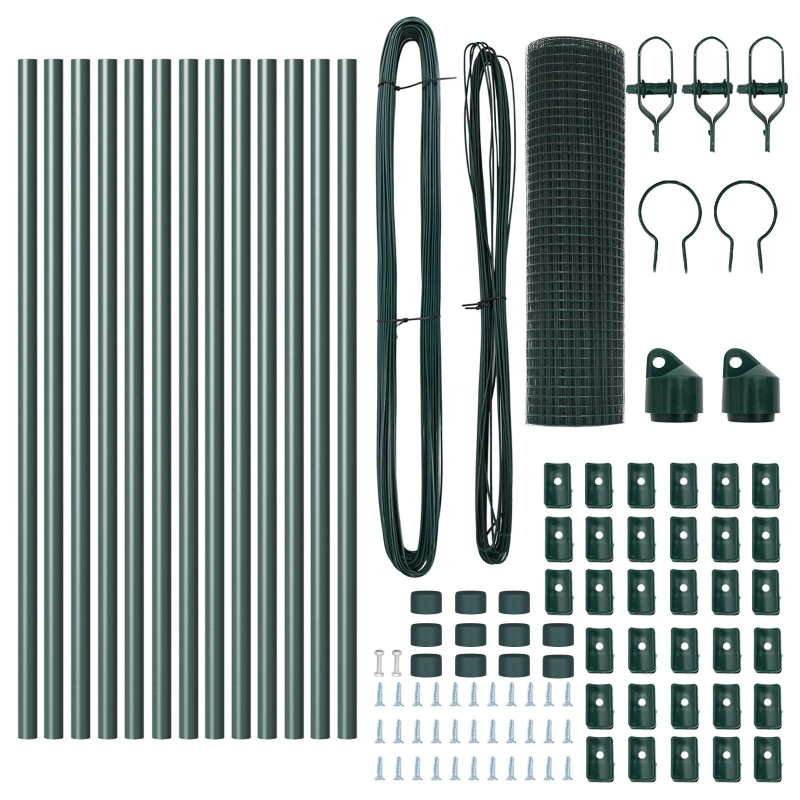 vidaXL Žoga āķis Zaļa 25 x 0,8 m ,16 x 16 mm siets, Tērauds un PVC