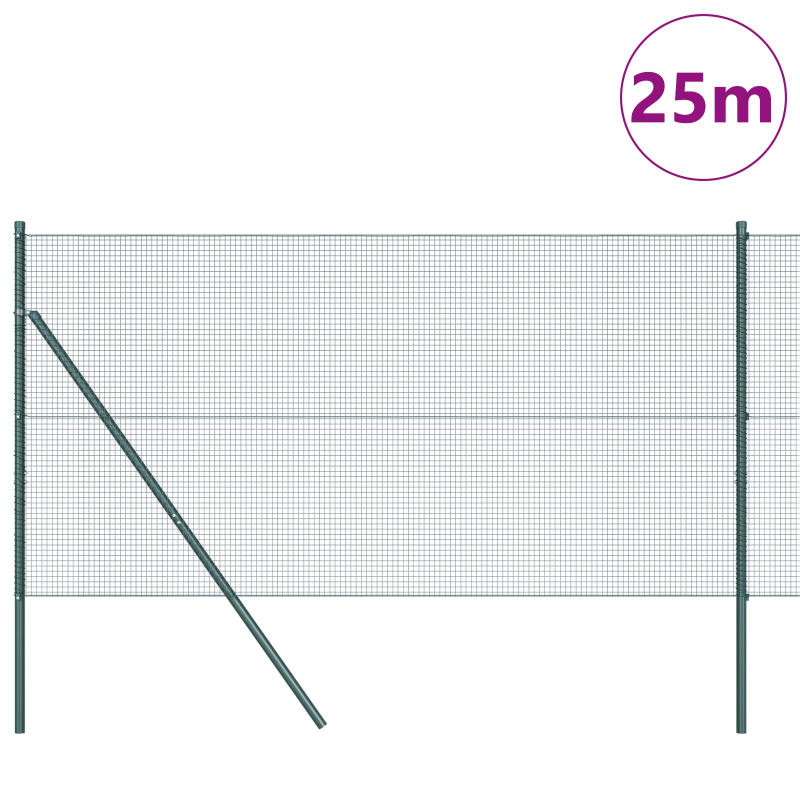 vidaXL Žoga āķis Zaļa 25 x 1,2 m ,16 x 16 mm acu rullis,