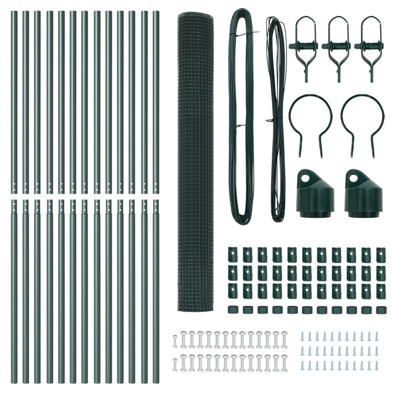 vidaXL Žoga āķis Zaļa 25 x 1,6 m ,16 x 16 mm siets, Tērauds un PVC