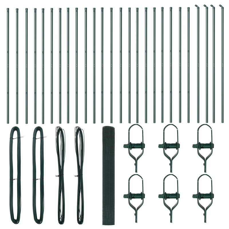 vidaXL Žoga āķis Zaļa 50 x 1 m ,16 x 16 mm režģis, Tērauds un PVC