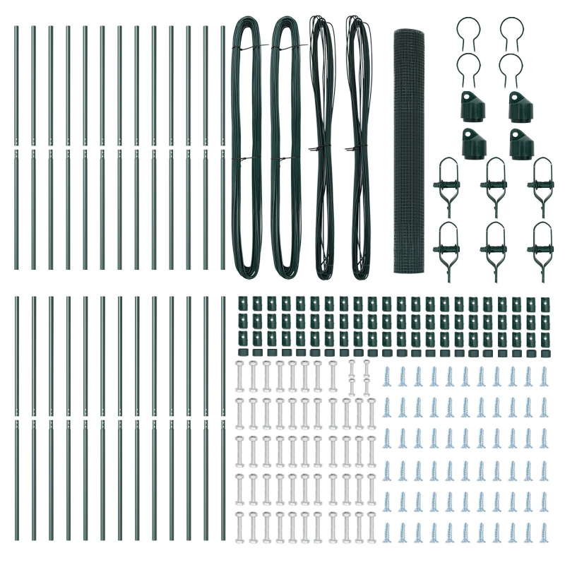 vidaXL Žoga āķis Zaļa 50 x 1,2 m ,19 x 19 mm acs, Tērauds un PVC