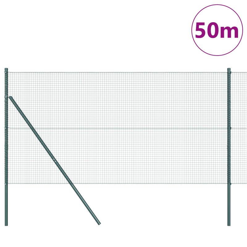 vidaXL Žoga āķis Zaļa 50 x 1,4 m ,19 x 19 mm siets, Tērauds un PVC
