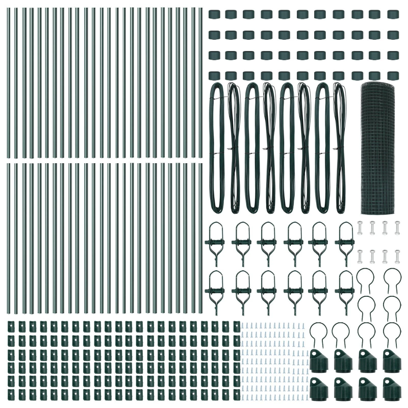 vidaXL Žoga āķis Zaļa 100 x 0,4 m ,12 x 12 mm acs, Tērauds un PVC