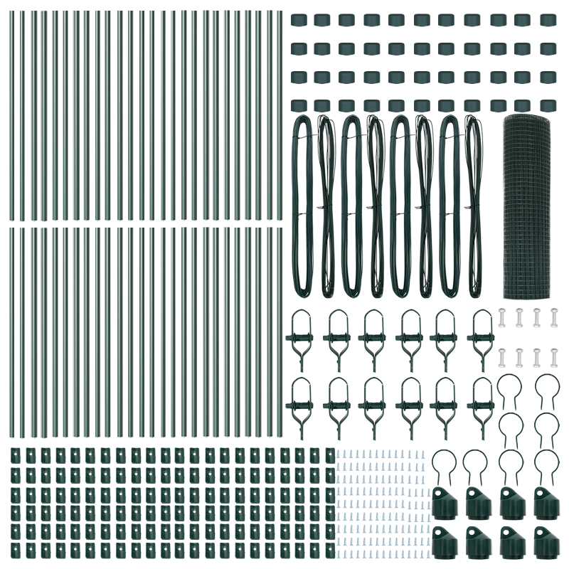 vidaXL Žoga āķis Zaļa 100 x 0,6 m ,16 x 16 mm siets, Tērauds un PVC