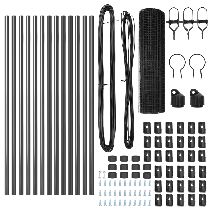 vidaXL Žoga āķis Pelēka 25 x 0,4 m ,16 x 16 mm režģis, Tērauds un PVC