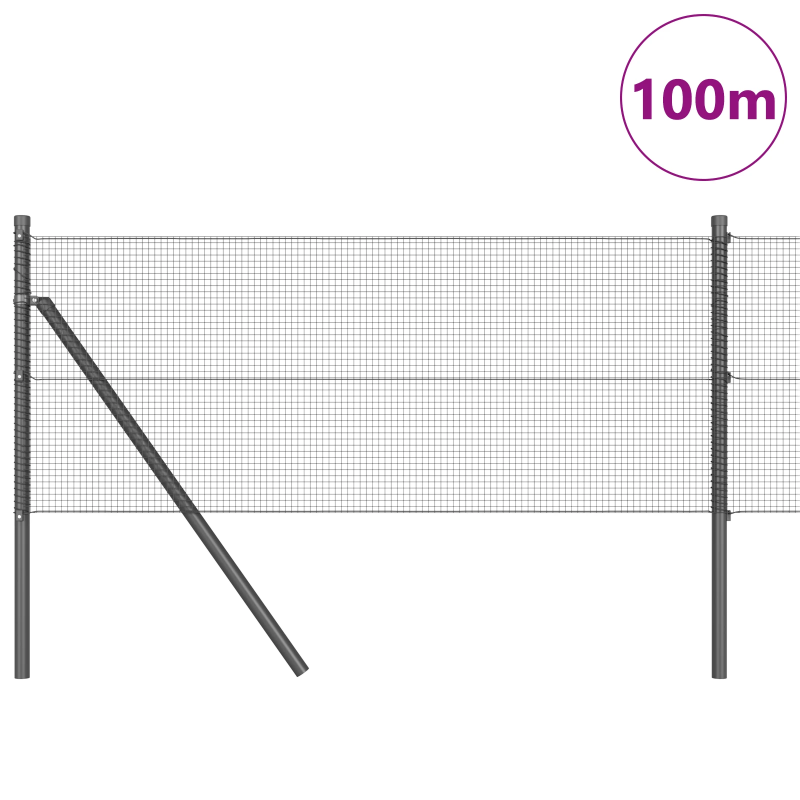 vidaXL Žoga āķis Pelēka 100 x 0,5 m ,12 x 12 mm tīkls, Tērauds un PVC