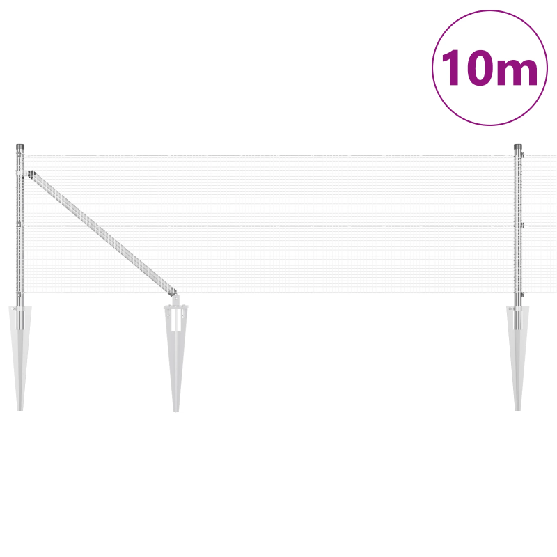 vidaXL Žoga āķis Sudraba 10 x 0,6 m ,12 x 12 mm siets, Tērauds