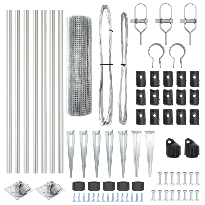 vidaXL Žoga āķis Sudraba 10 x 0,6 m ,19 x 19 mm siets, Tērauds