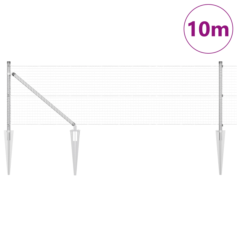 vidaXL Žoga āķis Sudraba 10 x 0,6 m ,25 x 25 mm acs, Tērauds