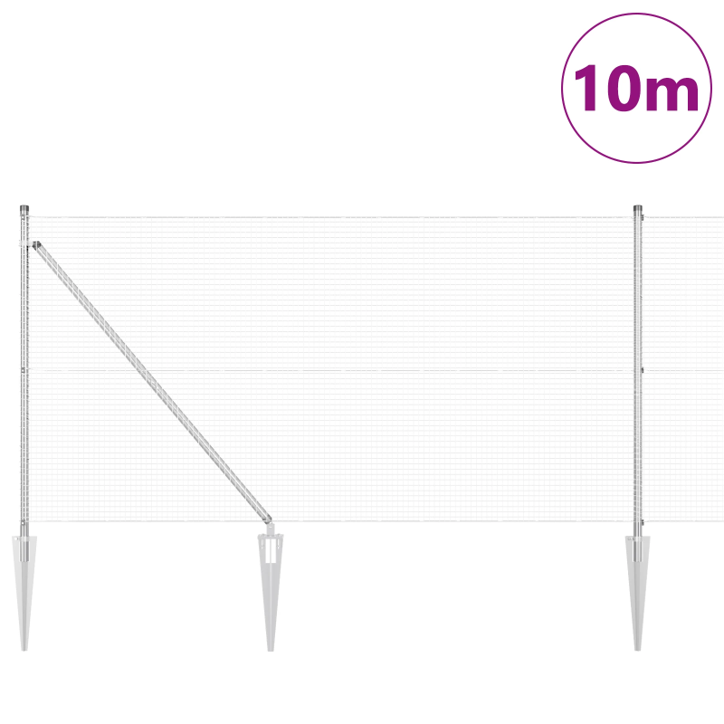 vidaXL Žoga āķis Sudraba 10 x 1 m ,19 x 19 mm siets, Tērauds