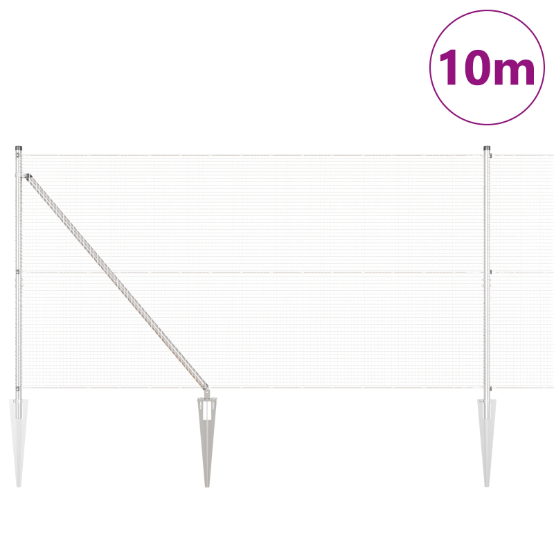 vidaXL Žoga āķis Sudraba 10 x 1,2 m ,16 x 16 mm siets, Tērauds