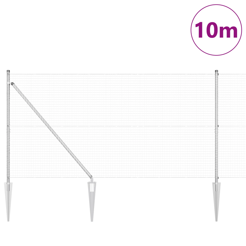 vidaXL Žoga āķis Sudraba 10 x 1,2 m ,25 x 25 mm siets, Tērauds
