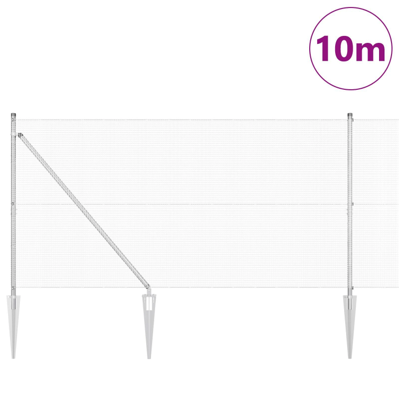 vidaXL Žoga āķis Sudraba 10 x 1,4 m ,12 x 12 mm siets, Tērauds