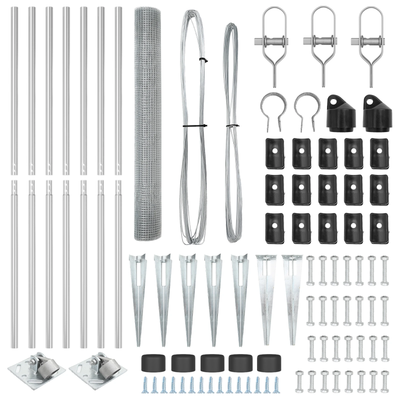vidaXL Žoga āķis Sudraba 10 x 1,4 m ,16 x 16 mm sieta, Tērauds