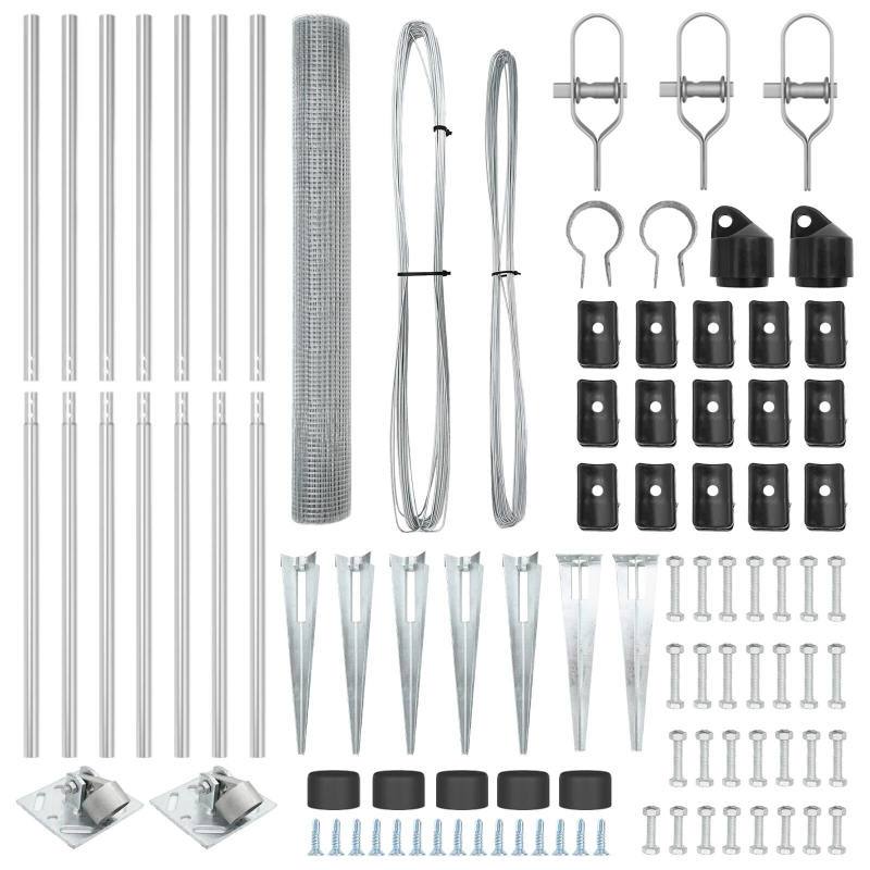 vidaXL Žoga āķis Sudraba 10 x 1,4 m ,19 x 19 mm sieta, Tērauds