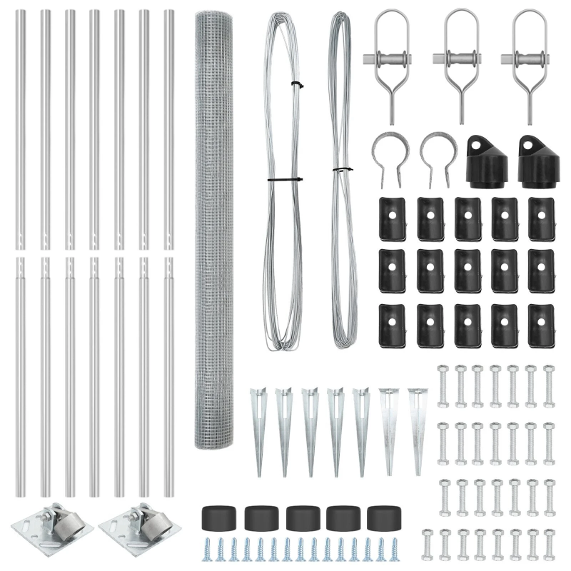 vidaXL Žoga āķis Sudraba 10 x 1,5 m ,25 x 25 mm siets, Tērauds