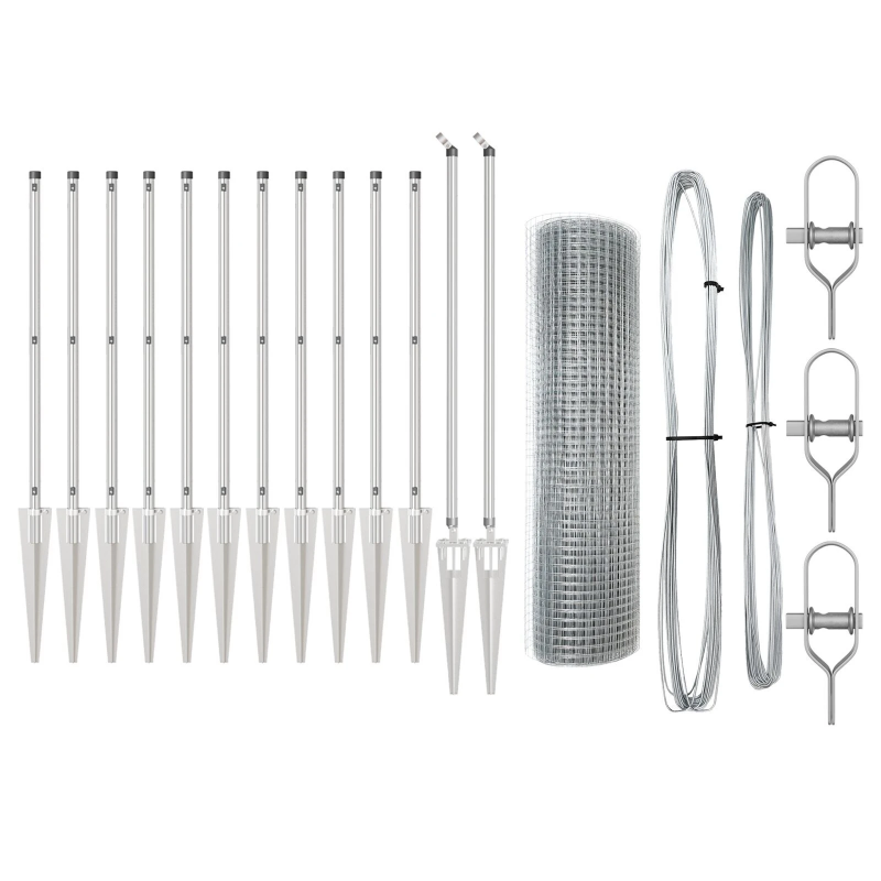 vidaXL Žoga āķis Sudraba 25 x 0,5 m ,16 x 16 mm acu rullis, Tērauds