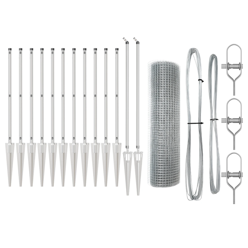 vidaXL Žoga āķis Sudraba 25 x 1 m ,16 x 16 mm siets, Tērauds