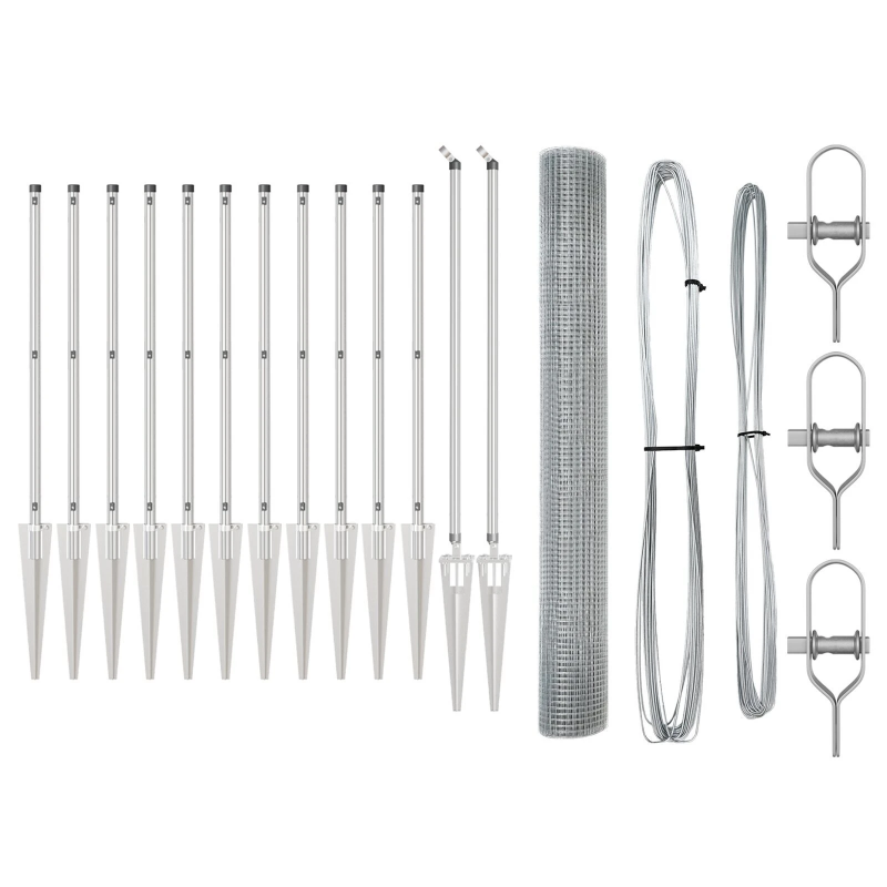 vidaXL Žoga āķis Sudraba 25 x 1,2 m ,12 x 12 mm siets, Tērauds