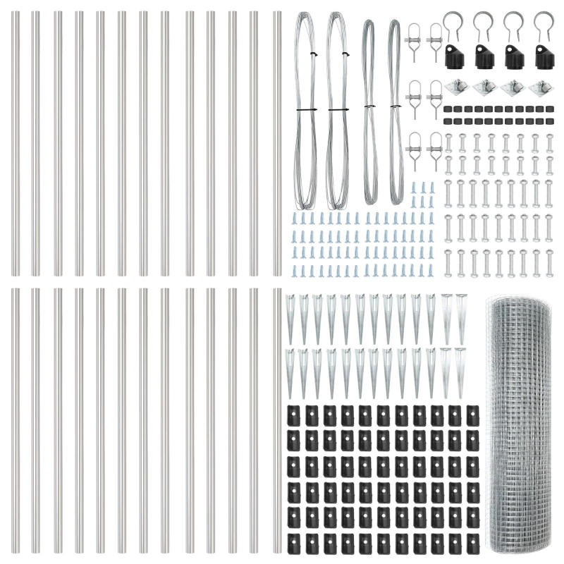 vidaXL Žoga āķis Sudraba 50 x 0,4 m ,19 x 19 mm siets, Tērauds