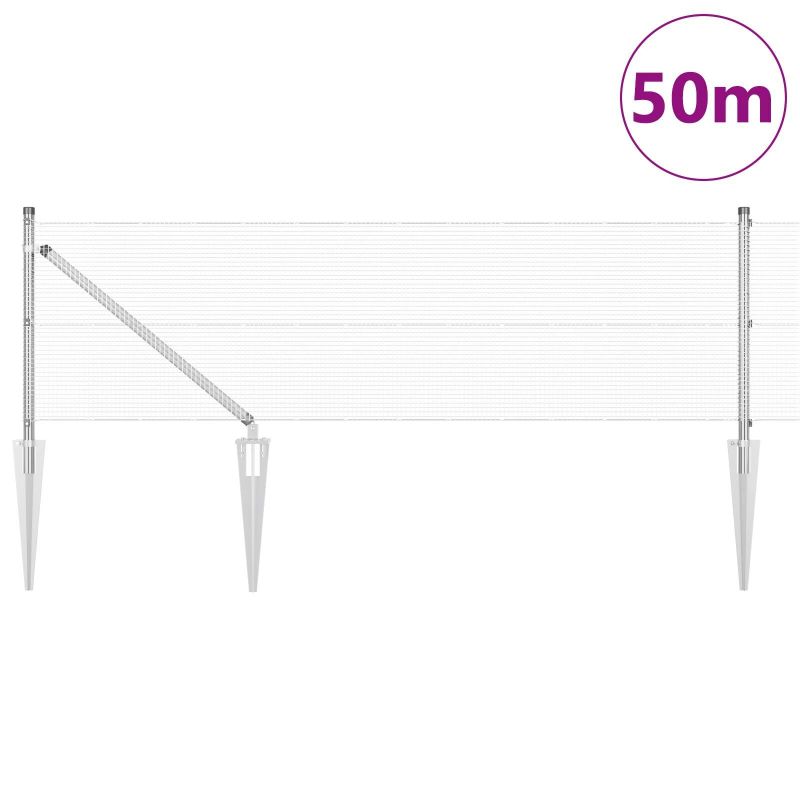 vidaXL Žoga āķis Sudraba 50 x 0,5 m ,12 x 12 mm siets, Tērauds