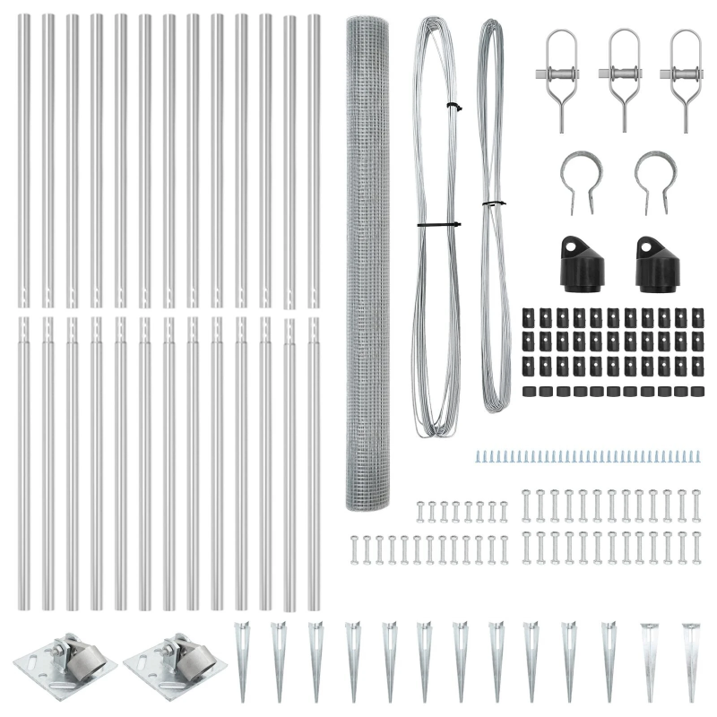 vidaXL Žoga āķis Sudraba 50 x 1,5 m ,12 x 12 mm acu tīkls, Tērauds