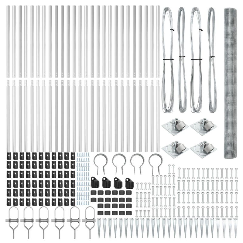 vidaXL Žoga āķis Sudraba 50 x 1,5 m ,19 x 19 mm režģis, Tērauds