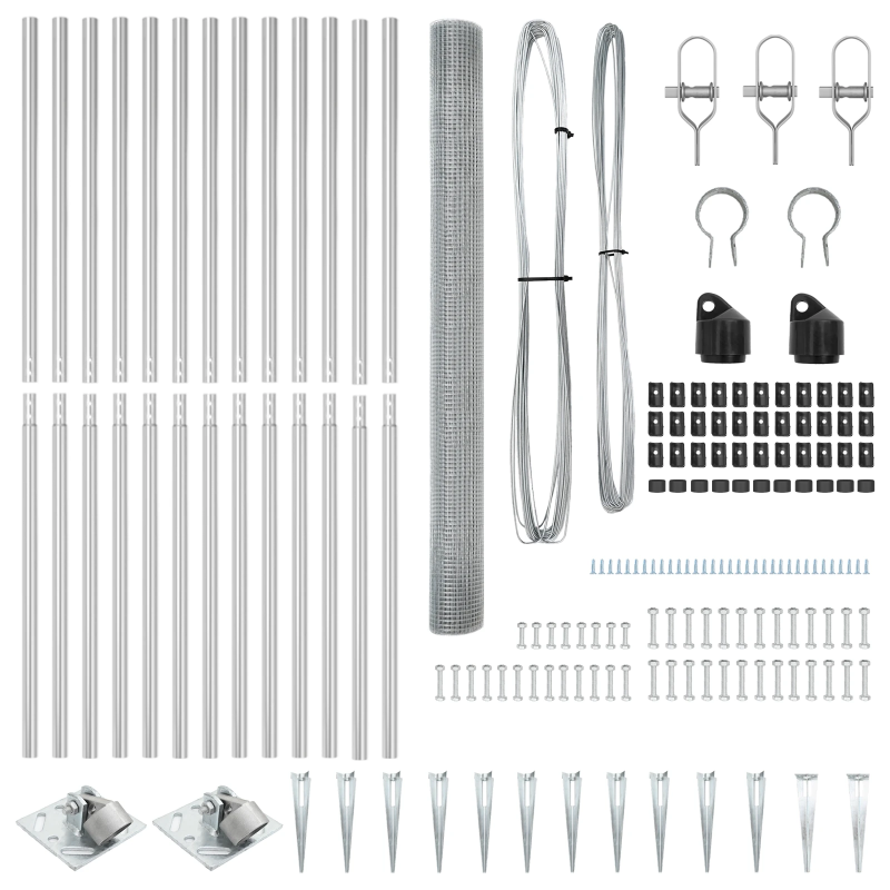 vidaXL Žoga āķis Sudraba 50 x 1,5 m ,25 x 25 mm sieta, Tērauds