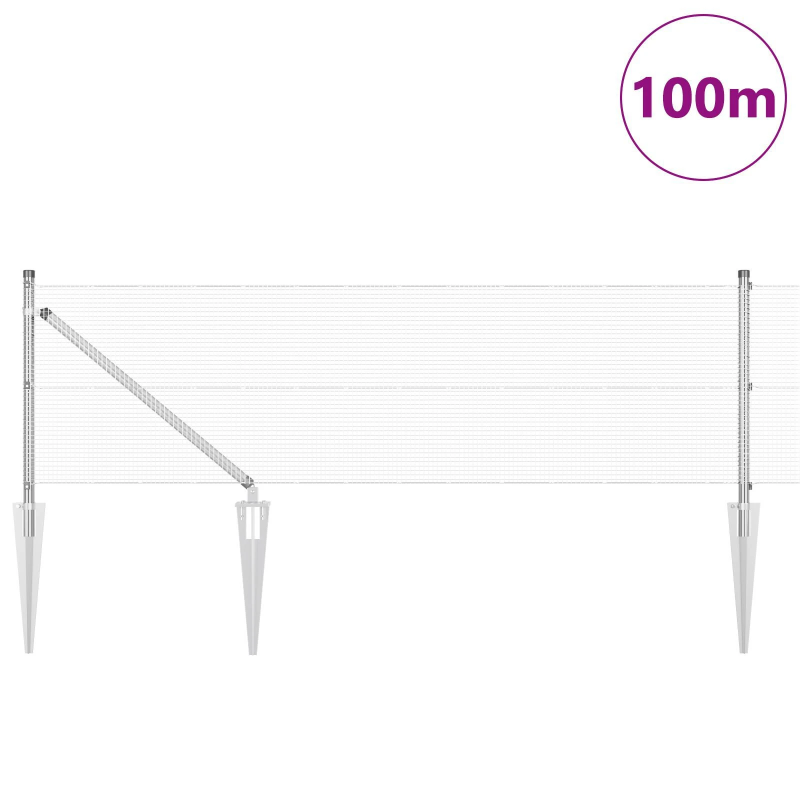 vidaXL Žoga āķis Sudraba 100 x 0,4 m ,12 x 12 mm acs, Tērauds