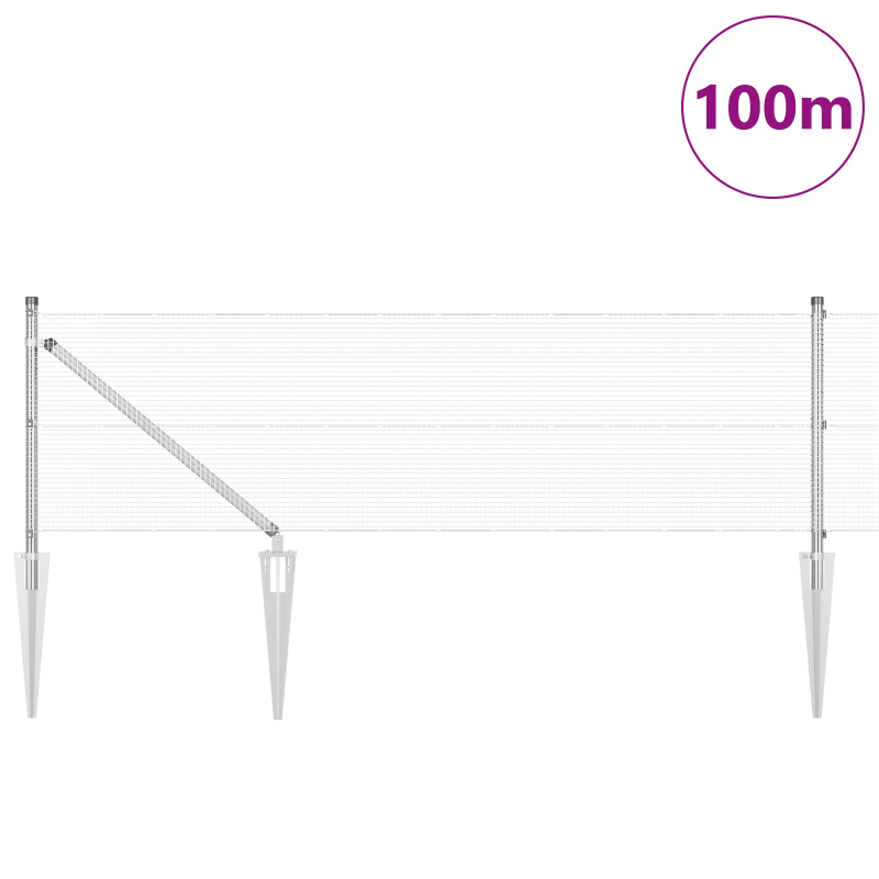 vidaXL Žoga āķis Sudraba 100 x 0,5 m ,12 x 12 mm tīkls, Tērauds