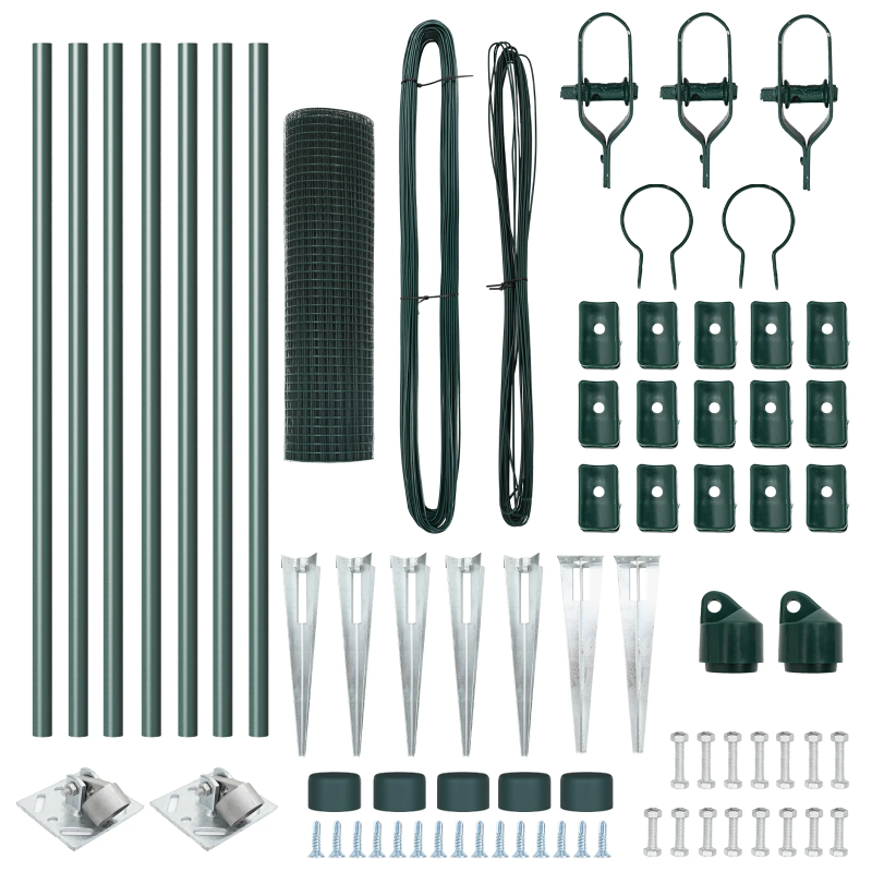 vidaXL Žoga āķis Zaļa 10 x 0,4 m ,25 x 25 mm acs, Tērauds un PVC