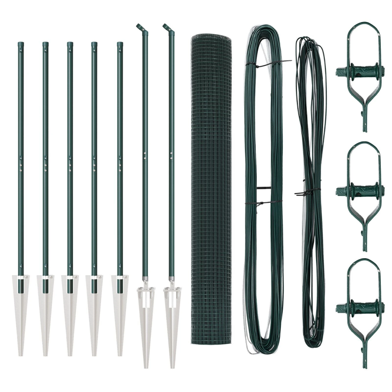 vidaXL Žoga āķis Zaļa 10 x 1,2 m ,25 x 25 mm siets, Tērauds un PVC