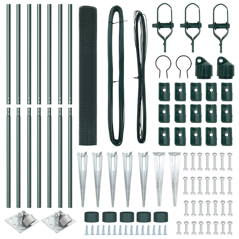 vidaXL Žoga āķis Zaļa 10 x 1,4 m ,19 x 19 mm sieta, Tērauds un PVC