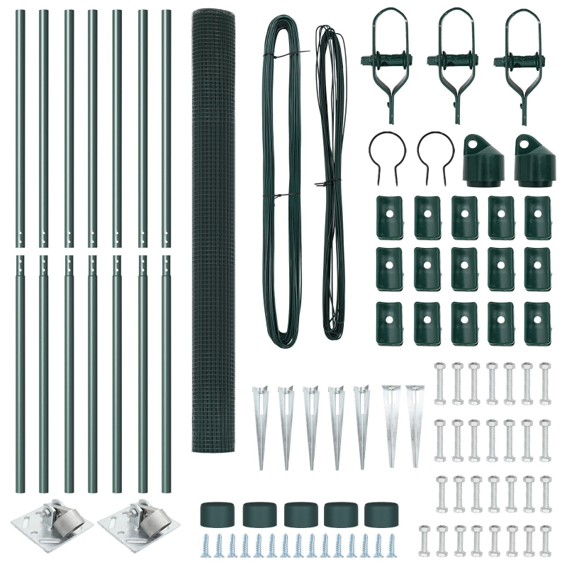 vidaXL Žoga āķis Zaļa 10 x 1,5 m ,16 x 16 mm siets, Tērauds un PVC