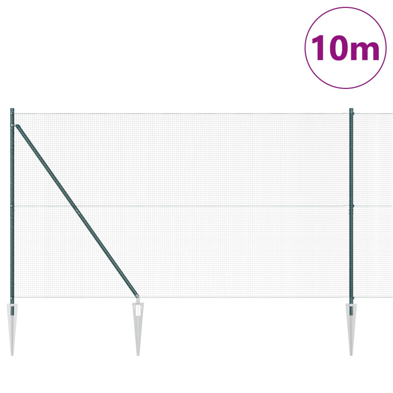 vidaXL Žoga āķis Zaļa 10 x 1,6 m ,16 x 16 mm tīkla, Tērauds un PVC