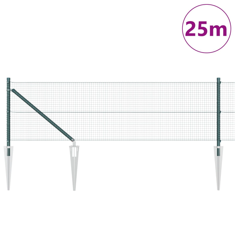 vidaXL Žoga āķis Zaļa 25 x 0,4 m ,19 x 19 mm tīkls, Tērauds un PVC