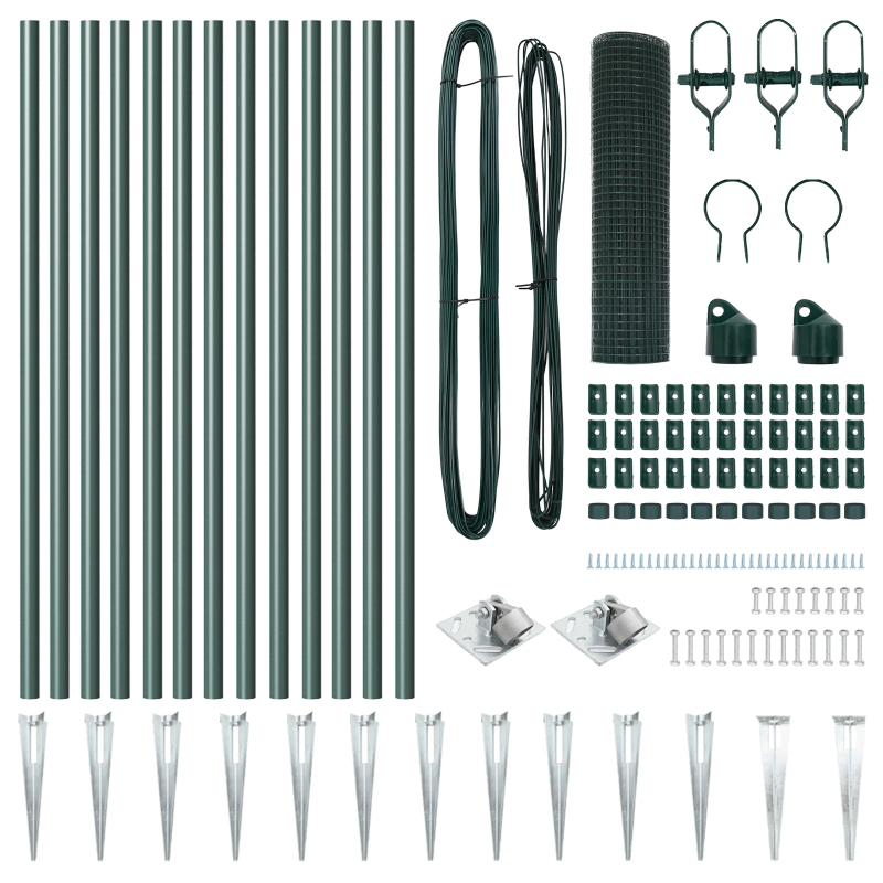 vidaXL Žoga āķis Zaļa 25 x 0,8 m ,12 x 12 mm acs, Tērauds un PVC