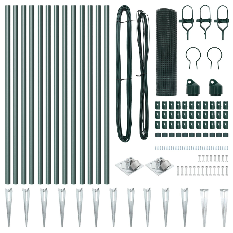 vidaXL Žoga āķis Zaļa 25 x 0,8 m ,25 x 25 mm acs, Tērauds un PVC
